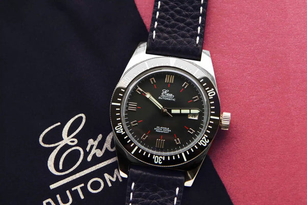 Bracelet en cuir marbré noir de 20 mm